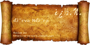 Árva Nóra névjegykártya