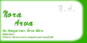 nora arva business card